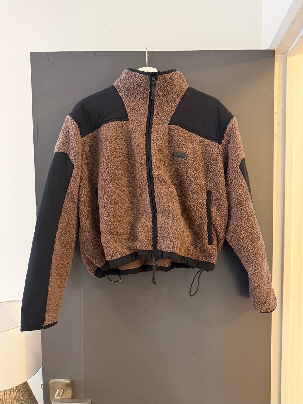 SKIMS Boxy Zip Up Teddy Fleece Jacket (Umber Brown)